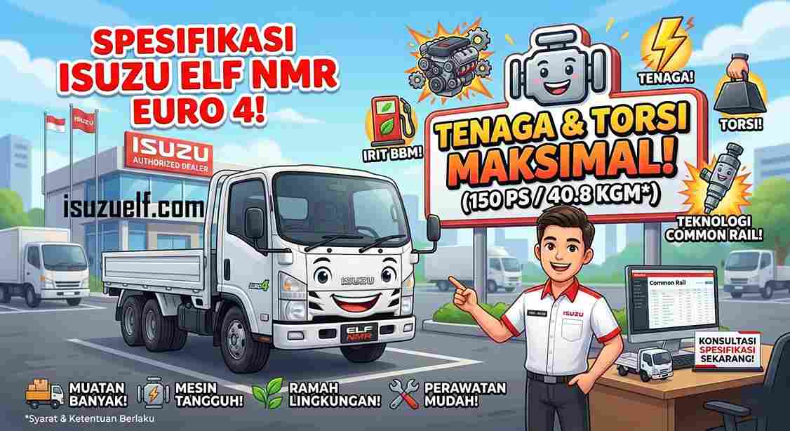 Spesifikasi Isuzu Elf NMR Euro 4 Tenaga Torsi dan Keunggulan